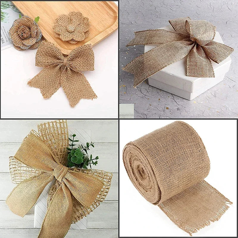 Natural Burlap Fabric Roll 25/30/40/50/60/80/100/120/150mm Jute Ribbon for Gift Wrapping Craft Projects Wedding Home Decor