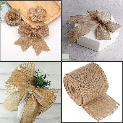 Natural Burlap Fabric Roll 25/30/40/50/60/80/100/120/150mm Jute Ribbon for Gift Wrapping Craft Projects Wedding Home Decor