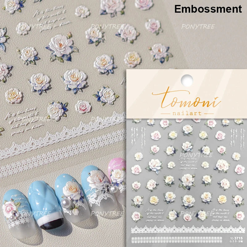 Sakura Pink Lip Print Rose Flower Butterfly Ice Cream Love Heart Bear Macaroon Balloon Candy Nail Art Stickers Manicure Decal