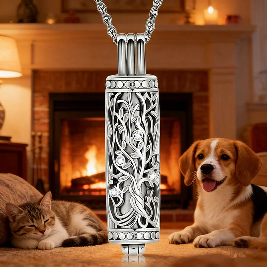 1PCS Cylinder Cremation Jewelry Tree of Life Urn Ashes Necklace for Women Men Vial Cremation Ash Pendant Loved One Memorial P