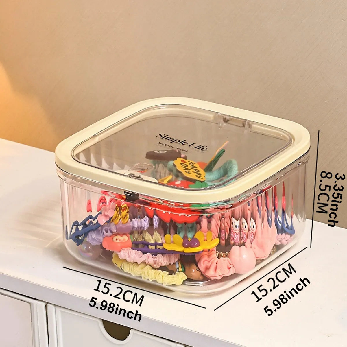 1pc Hair Accessory Storage Box, Desktop Press On Jewelry Box, with Lid, Girls' Rubber Band Headband Hair Clip Organizing Box 