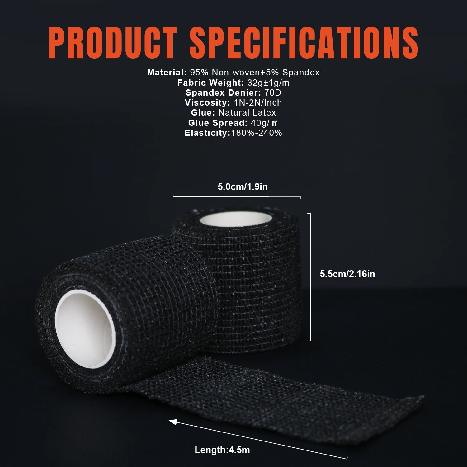 1/5/10/20Pcs Black Tattoo Grip Bandage Anti-slip Athletic Nonwoven Disposable Waterproof Self-adhesive Elastic Tattoo Bandage