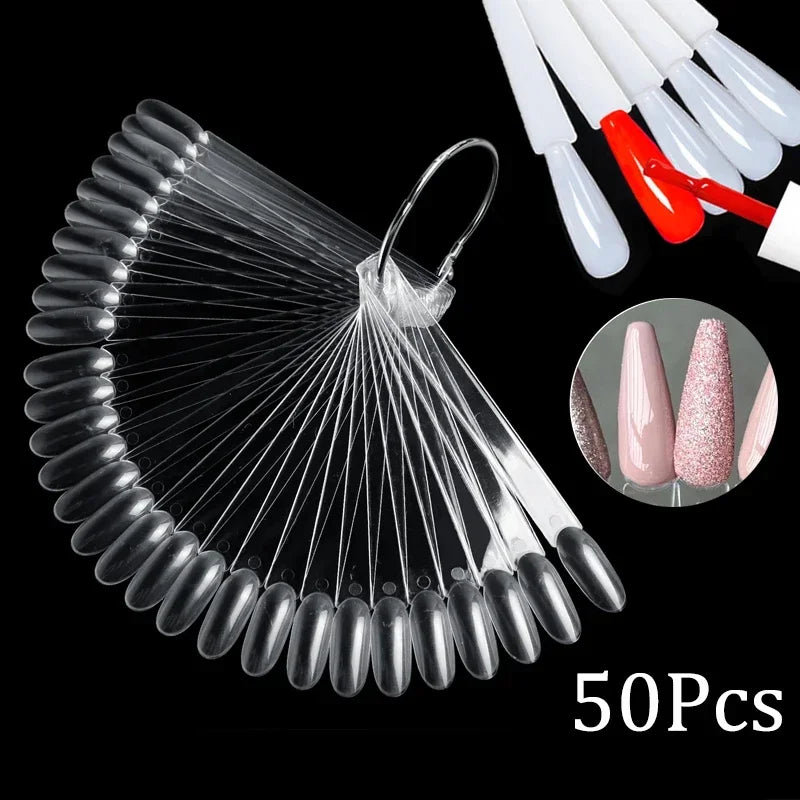 50 Tips Clear Nail Swatches Color Card Display Chart Gel Polish Template Nail Art Sample Stand Acrylic Palette for Nail Salon