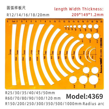 Architectural Drafting Template Set - Round & Oval Shapes, Resin Design Rulers for Furniture and Building Plans, Office Suppl