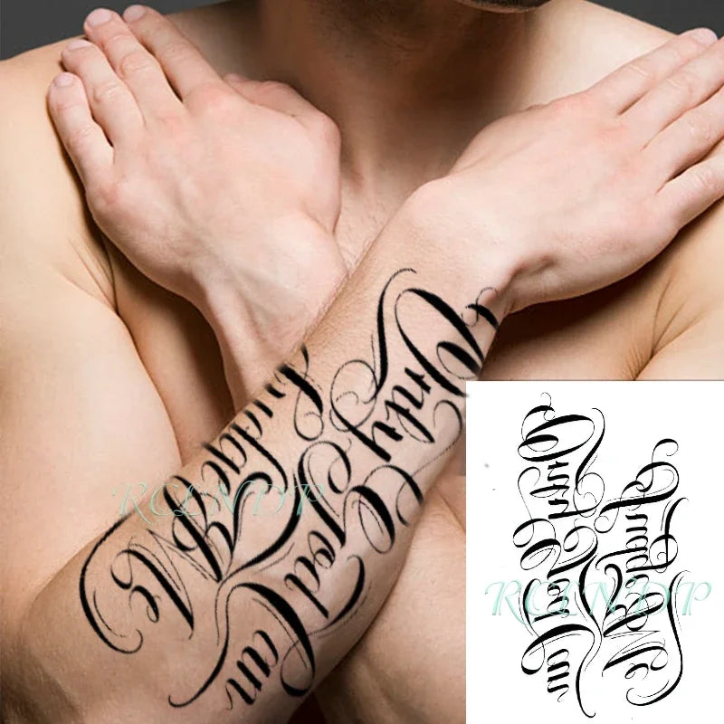 Waterproof Temporary Tattoo Sticker Flowers Big Pray Hands Cross Honely Lovely Letters Neck Flash Tatto Fake Tatoo for Women 