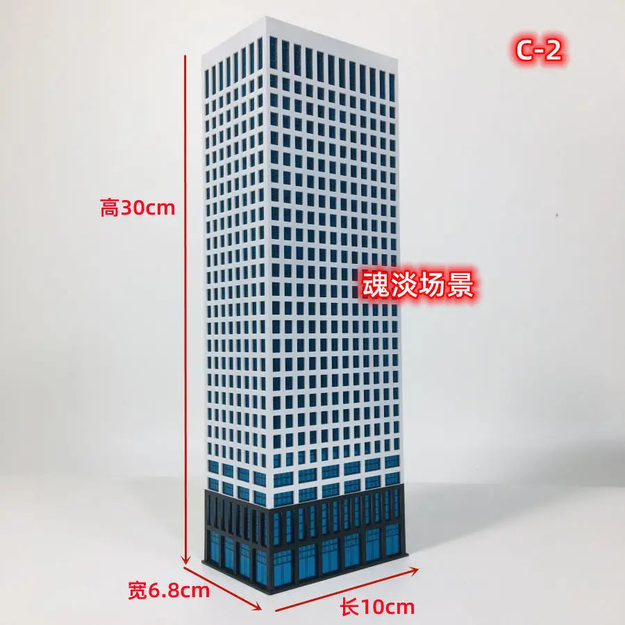 Diorama 1:300 Scale Architectural Model City Skyscraper Building Scene Display Model Railway Train Assembled Layout - C-2