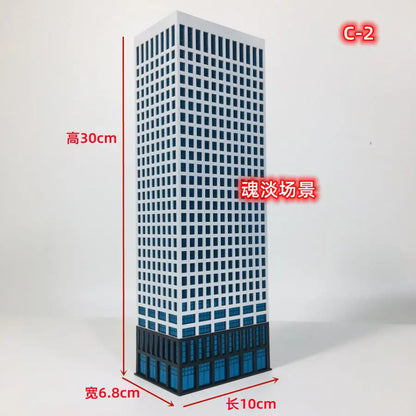 Diorama 1:300 Scale Architectural Model City Skyscraper Building Scene Display Model Railway Train Assembled Layout - C-2