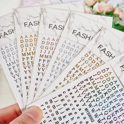 1PC 26-English Alphabet Number 3D Self-adhesive Nail Art Decal Sticker Word Small Letter Nail Decals Sticker Manicure Decorat