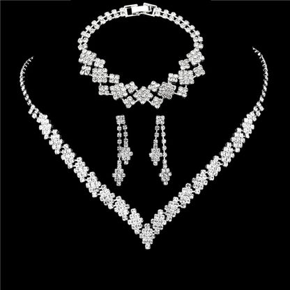 Fashionable silver plated rhinestone folding tassel earrings necklace, wedding jewelry gift, fashionable style