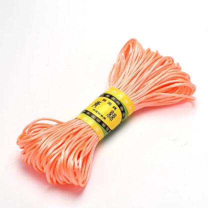 20M 1.5mm Satin Nylon Trim Cord, Rattail Cord Chinese Knot - Fluorescent red