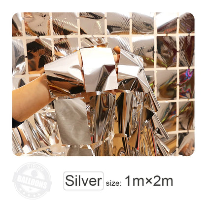 1m×2m Bright Square Rain Curtain Party Wedding Birthday Background Wall Decoration Parti Decor Gold Silver Green Rain Curtain