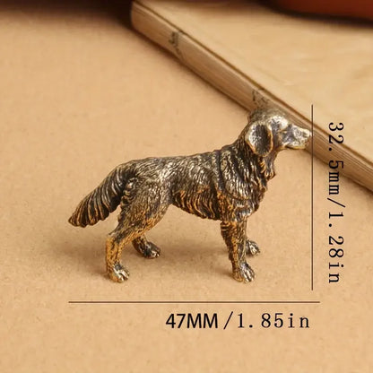 Vintage Brass Dog Figurine - Small Collectible Desk Decor Figurine for Living Room, Office deal for Gift Statues for Home Dec
