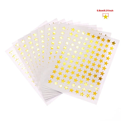 10 Sheets/bag Gold Star Sticker Stamping Five Pointed Star Sticker Children's Reward Sticker Teacher Praise Label - F