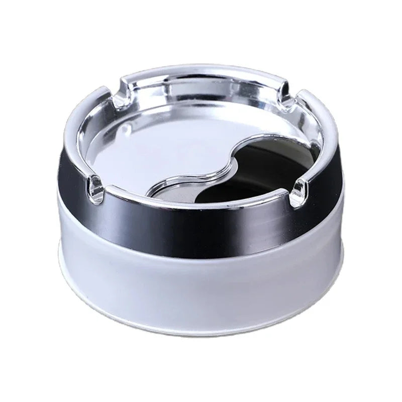 Stainless Steel Round Windproof Ashtray with 360° Rotating Lid for Home Office Living Room Decoration Men Sealing Ashtrays 9*