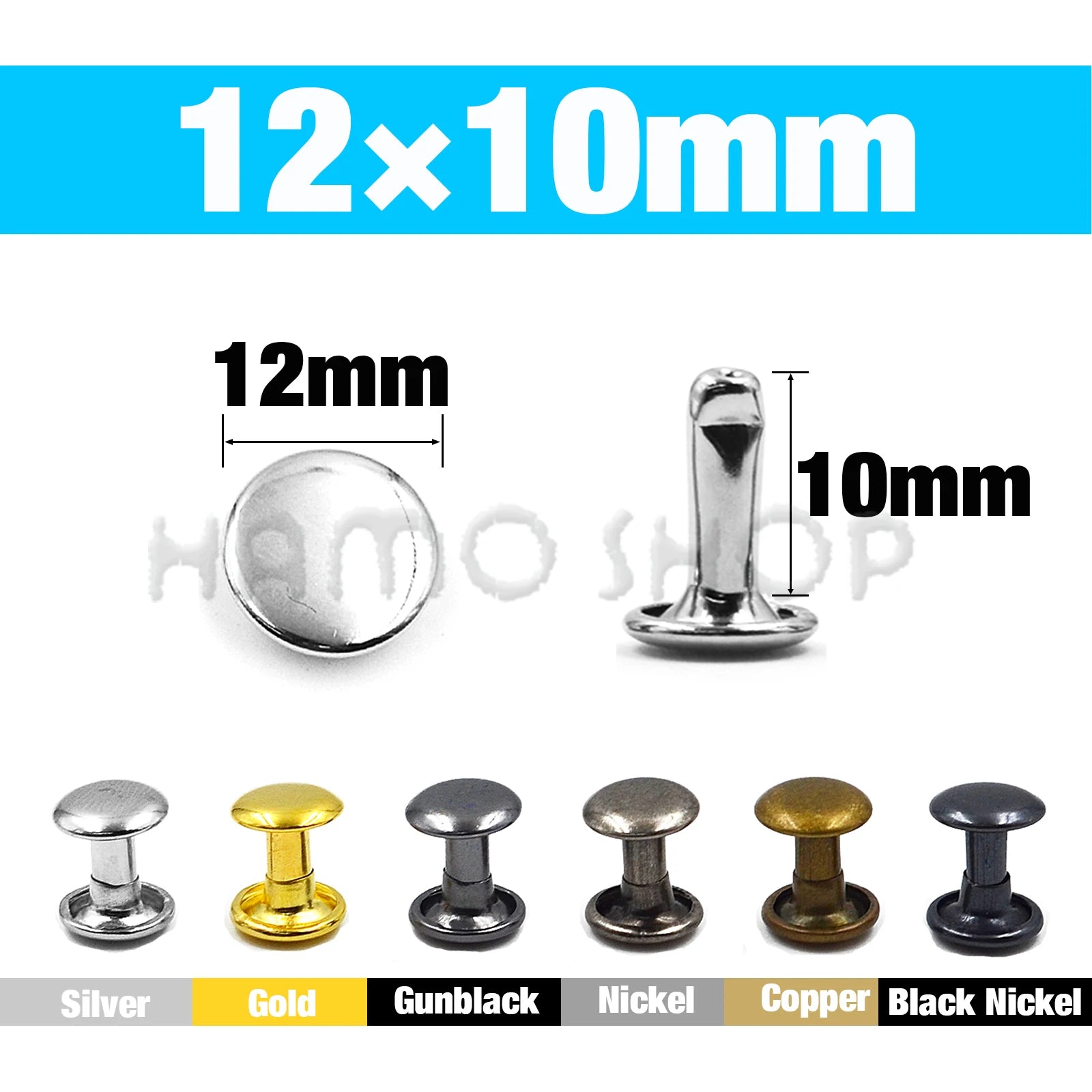 100Sets 5-15mm Metal Double Cap Rivets Stud Round Nail Rivet For Leathercraft Accessories Repair Shoes Bag Belt Clothing Garm