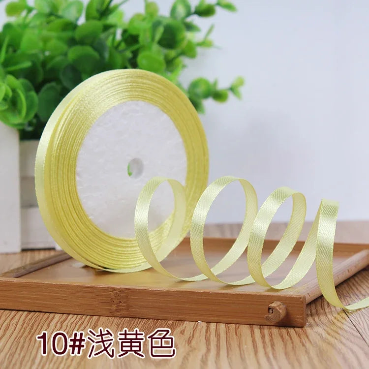 New (25 Yards/lot) 1/4''6mm Single Face Silk Satin Ribbon Wedding Decorative Ribbons Christmas Gift Wrap DIY Handmade Materia