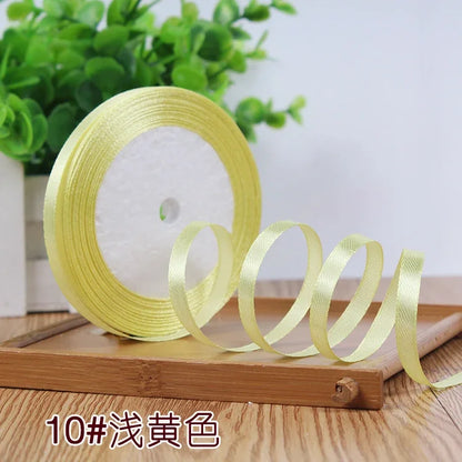 New (25 Yards/lot) 1/4''6mm Single Face Silk Satin Ribbon Wedding Decorative Ribbons Christmas Gift Wrap DIY Handmade Materia