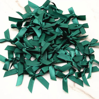 4x4cm Colourful Bows Small Size Polyester Satin Ribbon Bow Flower DIY Craft Decoration - green / 50pcs