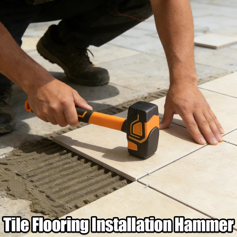 Multifunctional Rubber Hammer Tile Soft Rubber Percussion Hammer Square Hammer Construction Worker Professional Hand Tool