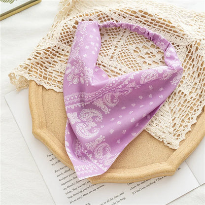 2022 Summer Vintage Print Flower Beach Bandana Hair Scarf Fashion Elastic Rubber Headbands for Women Girl Hair Accessories - 