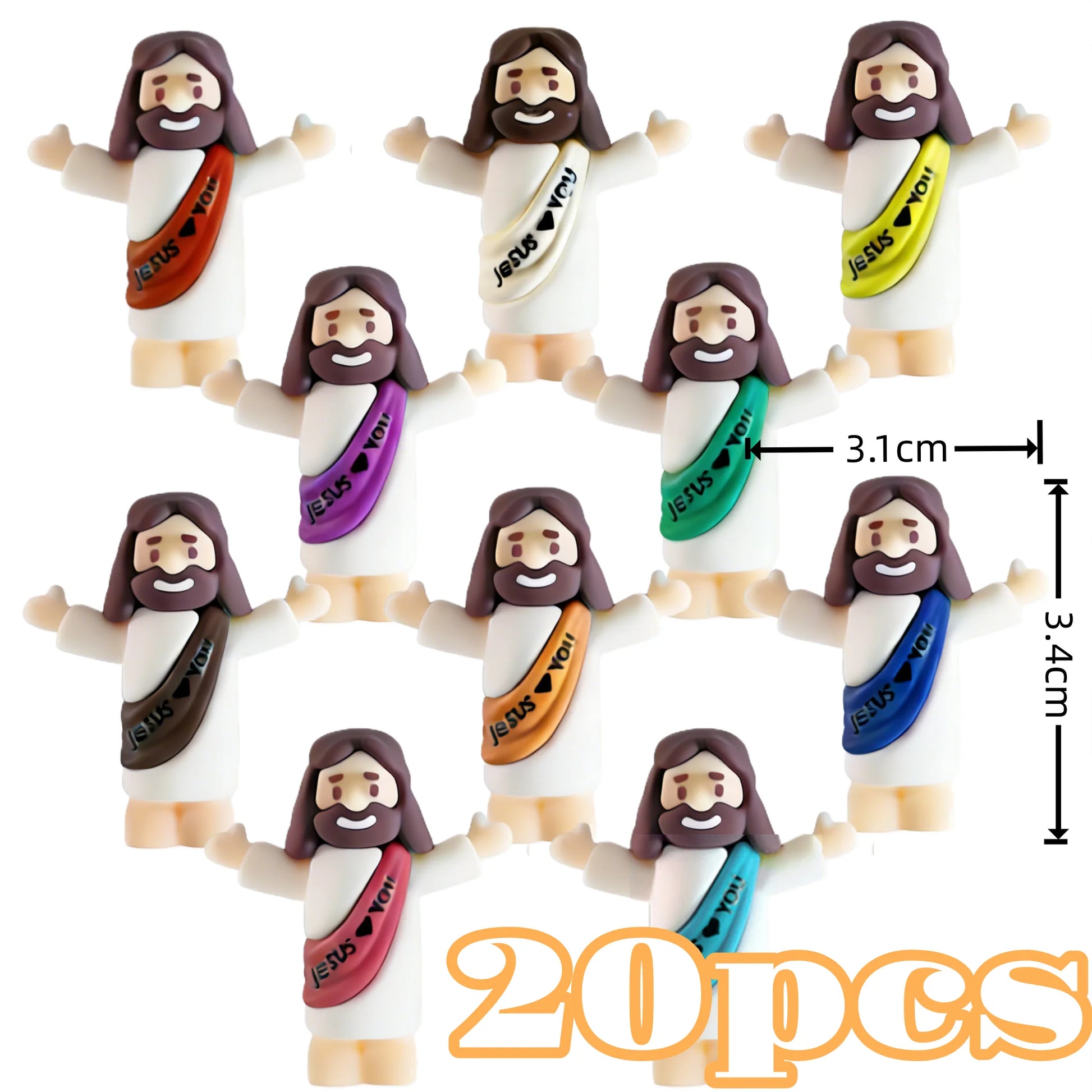 10/60pcs Mini Jesus Decorations Cartoon Statue Set for Holiday Party Scene Decor Festive Room Figurines Christmas Easter Gift