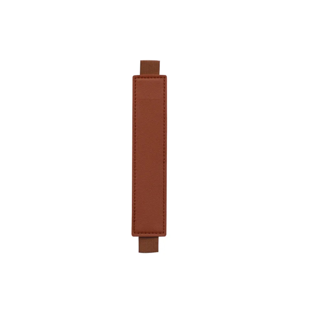 1pc PU Leather Elastic Notebook Band Holders Adjustable Pen Sleeve Pencil Pouch Holder Strap for Notebook Binder - Brown
