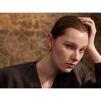 Yhpup 316L Stainless Steel Glossy Metal U-Shape Hollow Hoop Earrings 18K PVD Plated Texture Attractive Jewelry Waterproof