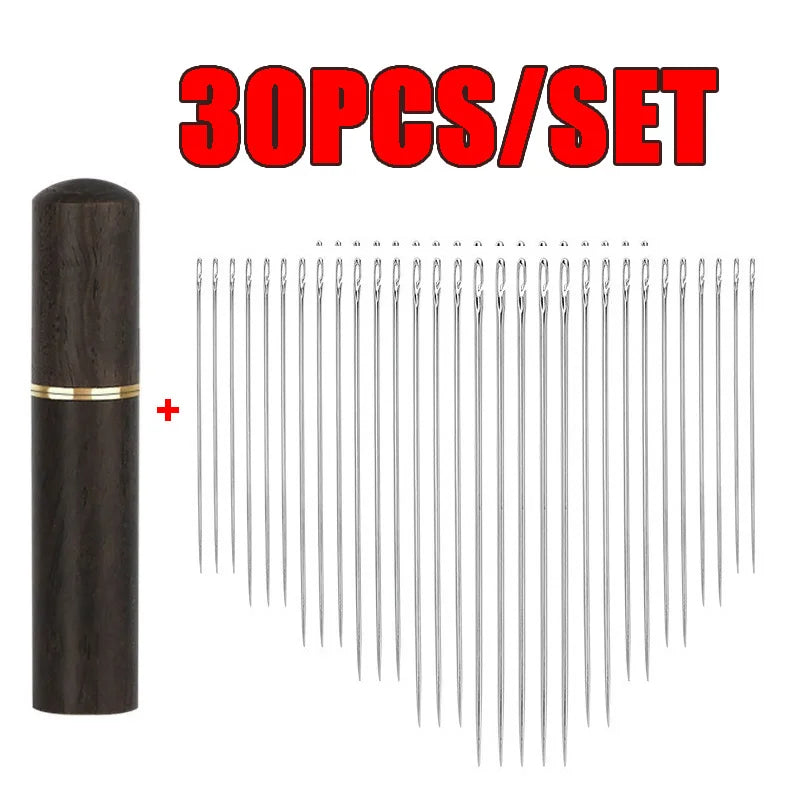 30pcs Blind Sewing Needle Elderly Stainless Steel Quick Automatic Self-Threading Needle Stitching Pins DIY Punch Needle Threa