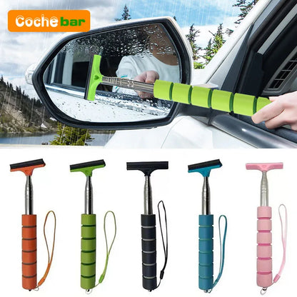 Car Rearview Mirror Wiper Cleaning Tool Auto Glass Mist Cleaner Scraper Car Accessories Handle Telescopic Window Cleaning Bru