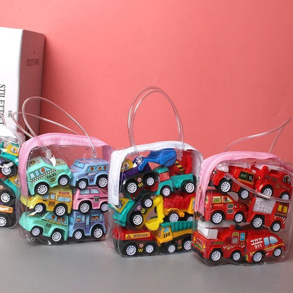 6pcs Car Model Toy Pull Back Car Toys Mobile Vehicle Fire Truck Taxi Model Kid Mini Cars Boy Toys Gift Diecasts Toy for Child