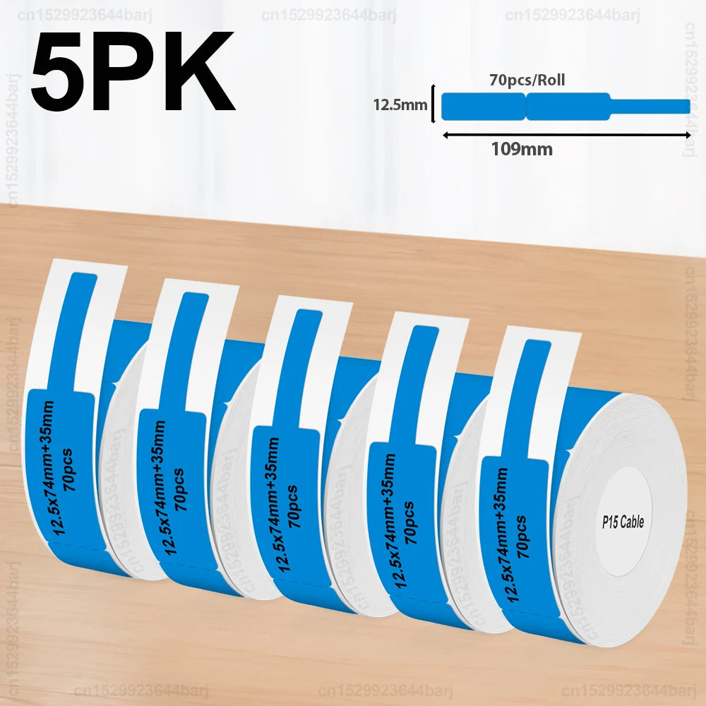 2/5/10Rolls P15 Thermal Label Sticker for Phomemo D30 Q30 Marklife P15 P12 DELI Q2 Label Maker White 12x40mm 15x30mm Label Ta