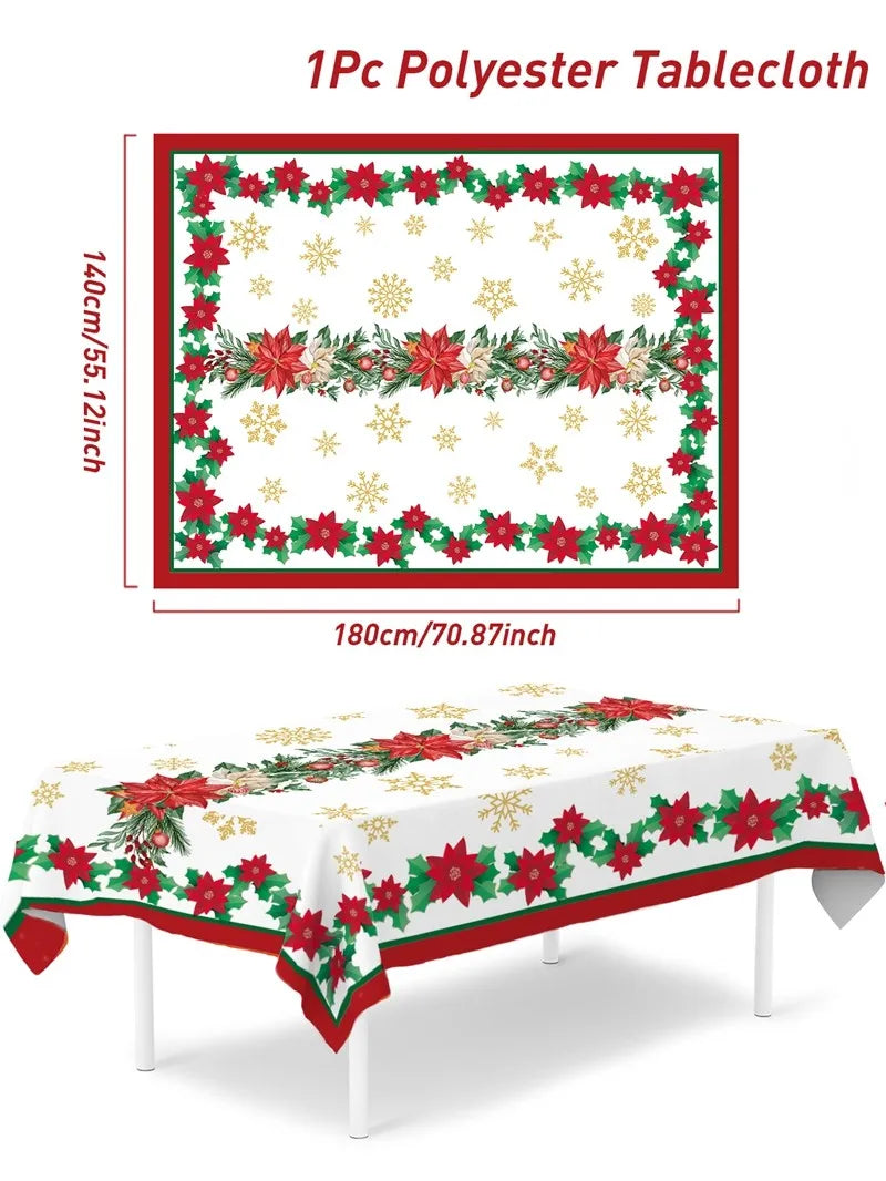 Disposable Christmas Tablecloth Merry Christmas Decors for Home 2024 Table Cover Xmas Ornament Navidad Natal New Year Gift 20