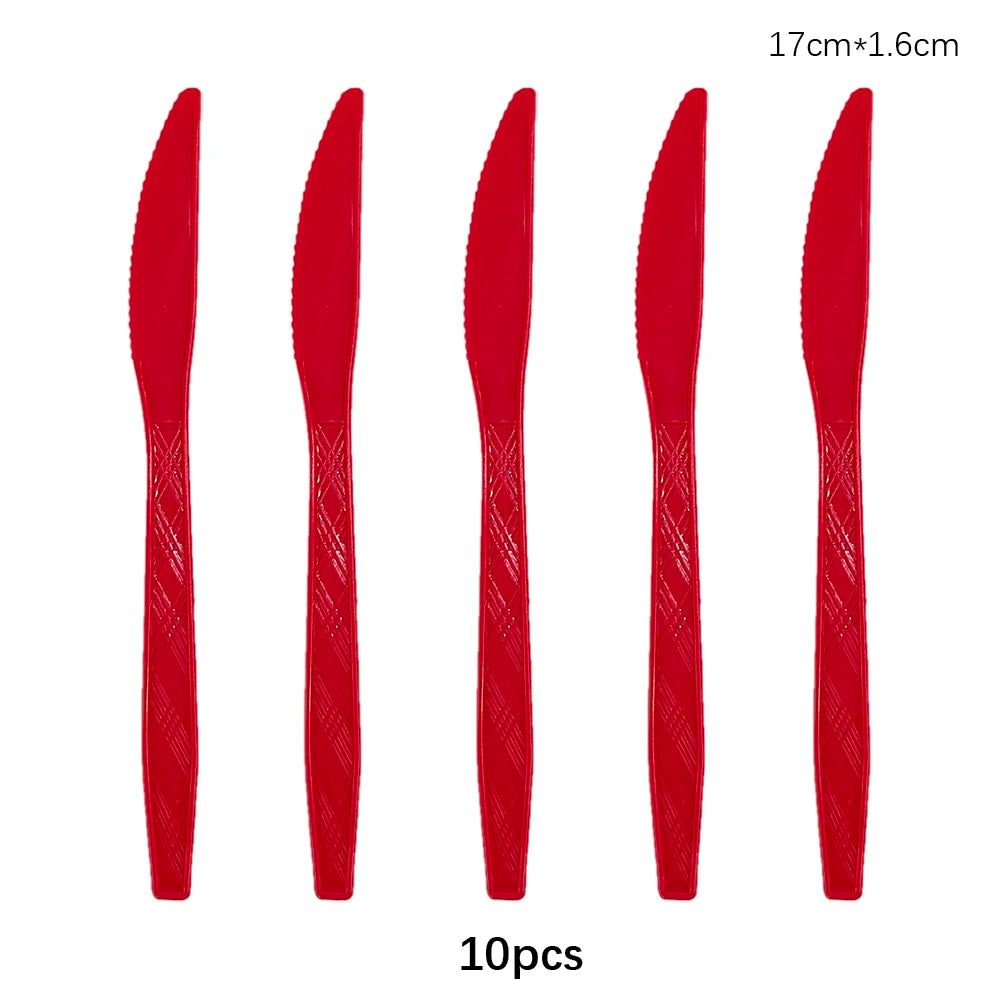 Disposable Knife Fork Spoon Cutlery Set Pink Blue Disposable Tableware Birthday Party Decorations Wedding Baby Shower Supplie