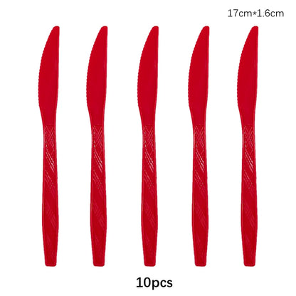 Disposable Knife Fork Spoon Cutlery Set Pink Blue Disposable Tableware Birthday Party Decorations Wedding Baby Shower Supplie
