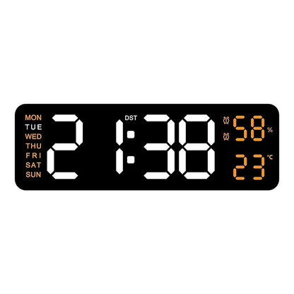 9 Inch Large Digital Wall Clock USB Powered TEMP Humidity Week Auto Dimmer DST Table Clock 12/24H Electronic LED Alarm Clock 