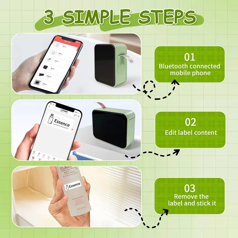Marklife P15 Mini Portable Label Printer Smart Pocket Printer Thermal Adhesive Sticker Labeling Machine ot 3PK Label Paper No