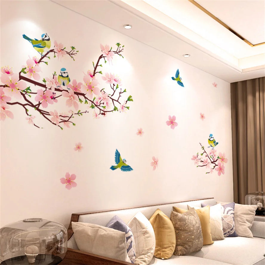 DIY Purple Lavender Living Room Wall Stickers Decor Self-adhesive Flowers Butterfly Wall Decals Mural Bedroom Home Decoration