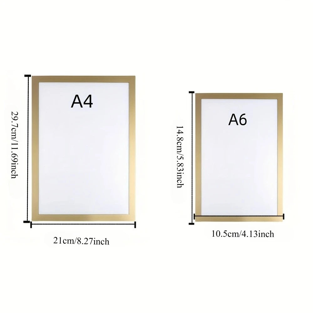 3pcs Magnetic Wall Frame, Self-Adhesive & Removable for Photos Notes, Black White Matte Minimalist Home Office Decor