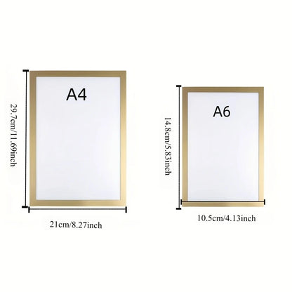 3pcs Magnetic Wall Frame, Self-Adhesive & Removable for Photos Notes, Black White Matte Minimalist Home Office Decor
