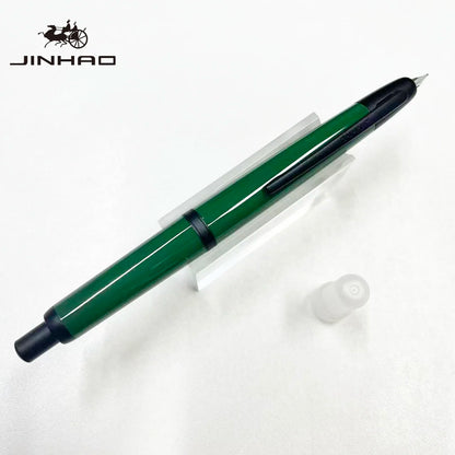 Jinhao 20 Press Retractable Fountain Pen EF/F Nib with Converter Resin Writing Gift Pen - green / F
