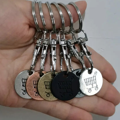 1-3Pcs New 2025 Cart Token Shopping Trolley Tokens Keychain Metal Ring Small Gofts Ornament Stainless Steel Coin Pendant
