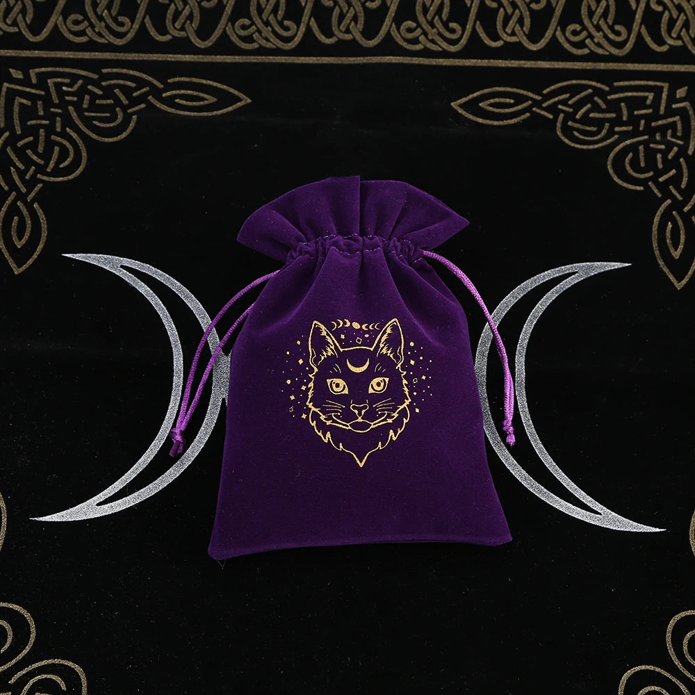 1Pcs Tarot Storage Velvet Bag Drawstring Suede Pocket Board Game Card Embroidery Package Witchcraft Supplies for Altar Tarot 