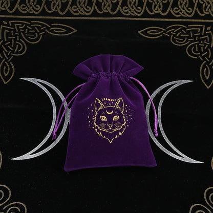 1Pcs Tarot Storage Velvet Bag Drawstring Suede Pocket Board Game Card Embroidery Package Witchcraft Supplies for Altar Tarot 