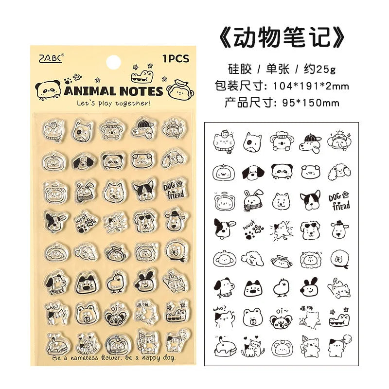 Cute Children's Silicone Seal Stamping Handbook Seal Art Decoration DIY Scrapbook Diary Album Student Stationery Aesthetic - 