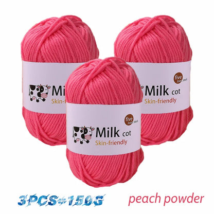 150g milk yarn handmade medium coarse DIY weaving yarn ball for knitting sweaters, hats, scarves and other clothing - 25 peac