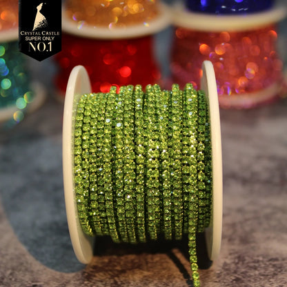 Rhinestones Chain Roll Tassel 1/10Yard Crystal Ribbon Strass Banding Sew On Gold Rhinestone Trim Strip Cup Chains For Needlew