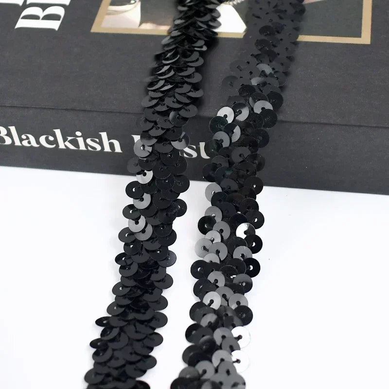 2-20M 2cm Sequin Lace Fabric Elastic Band for Dance Dress Decor Laces Trims Stetch Tape Clothing Trimming Ribbon DIY Accessor