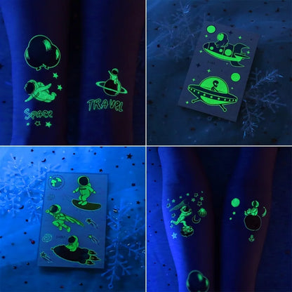 10 Sheets Space Planets Luminous Tattoos Stickers Glow In The Dark Fake Tattoos Temporary Tattoo Outerspace Party Favors For 