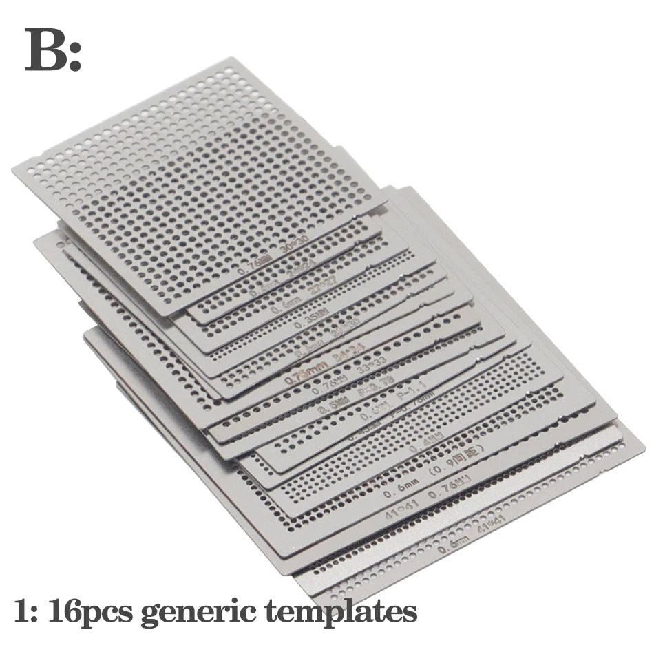 27Pcs /16pcs/10pcs BGA general template Universal Direct Heated Stencils For SMT SMD Chip Rpair and easy support - 16pcs temp