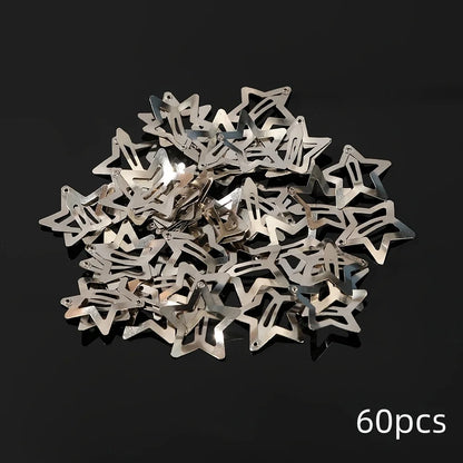 5/15/30/60/100/200pcs Y2K Silver Star Hair Clips for Girls Metal Snap Clip Hairpins Barrettes Hair Grip Jewel Hair Accessorie